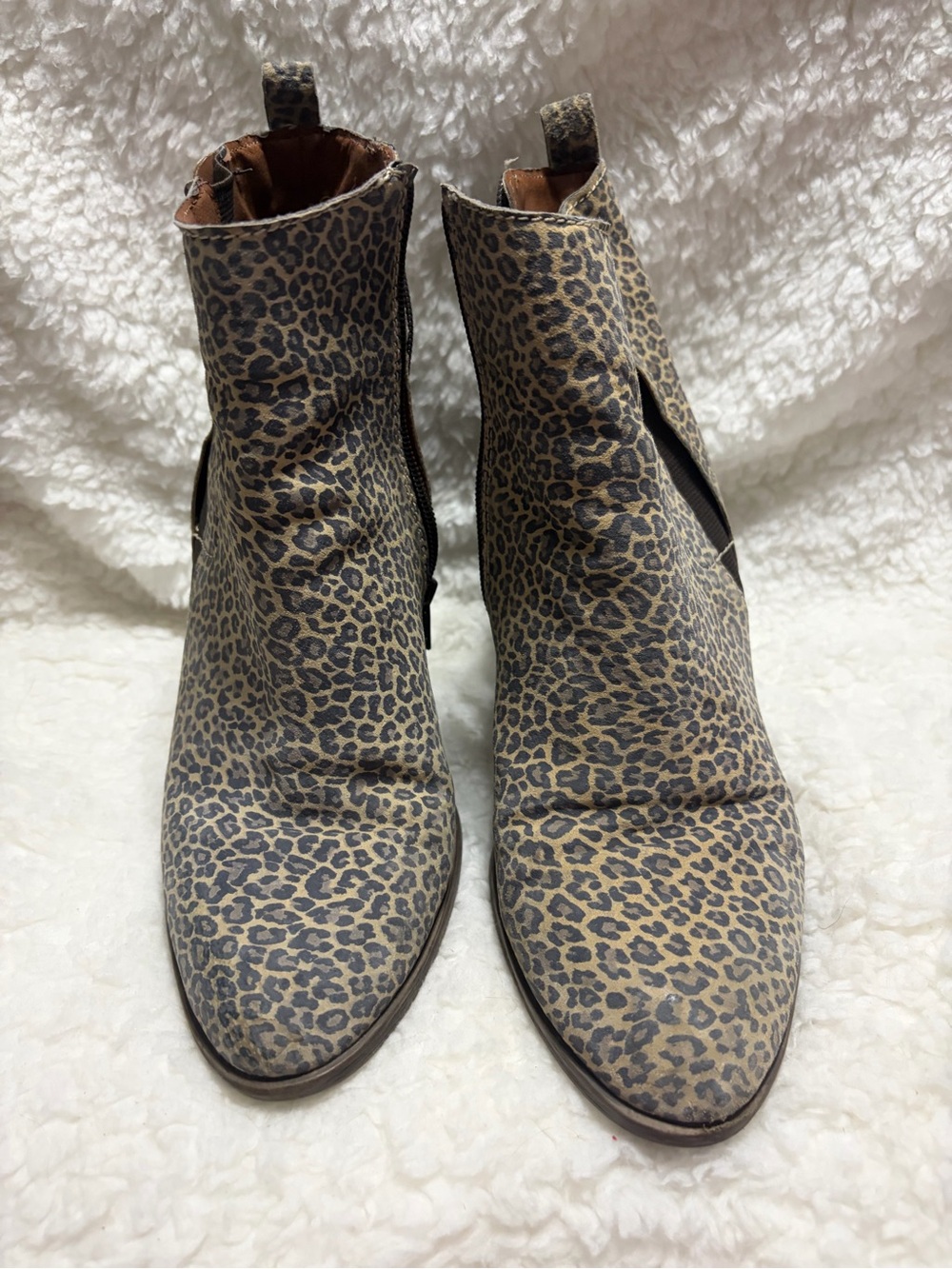 Lucky Brand Leopard Print Ankle Booties - Tan & Black